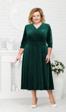 LIA1982 Smaragdzaļa samta kleita