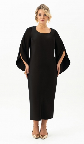 LIA22079 Melna satīnauduma kleita