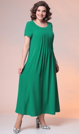 3-3220 Zaļa kleita ar ielocēm 