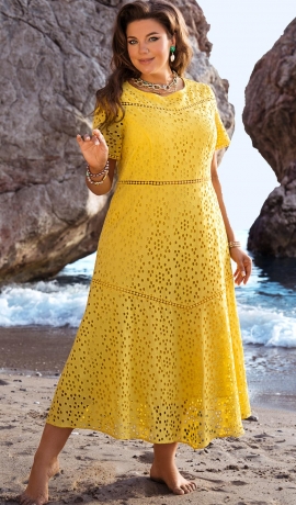 LIA11795 Dzeltena kokvilnas kleita 