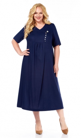 LIA18302 Tumši zila lina kleita