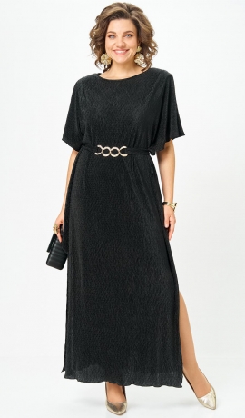 LIA20985 Maxi garuma melna kleita 
