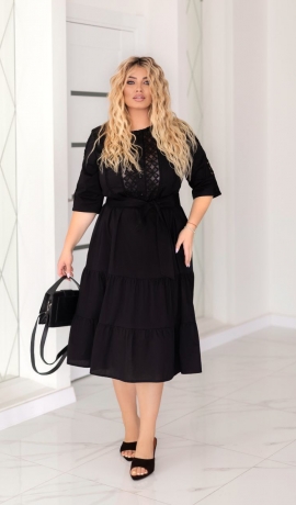 LIA18716 Melna kokvilnas kleita