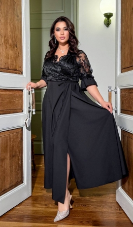 LIA20417 Melna maxi svētku kleita