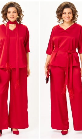 LIA21679 Divdaļīgs kostīms ar satīnauduma blūzi