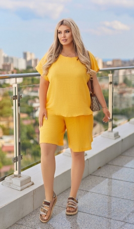 LIA24457 Divdaļīgs muslīna kostīms ar šortiem