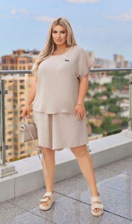 LIA24460 Divdaļīgs muslīna kostīms ar šortiem