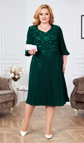 LIA9006 Smaragdzaļa kleita ar mežģīni