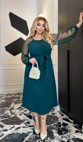 LIA18868 Zaļa kleita ar jostu