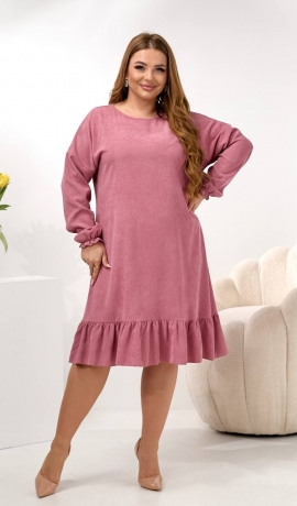 LIA25630 Velveta kleita ar volānu