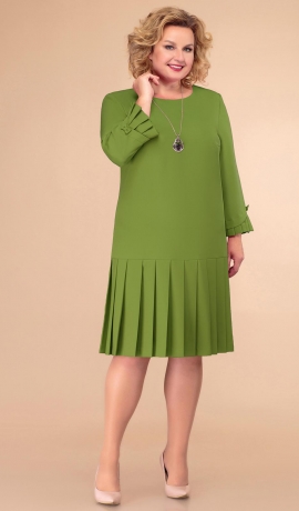 LIA8406 Zaļa kleita ar ielocēm