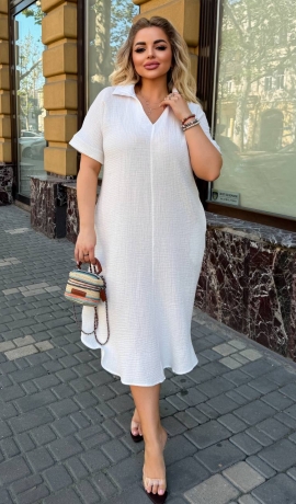 LIA24546 Muslīna kleita ar kabatām