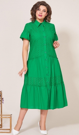 LIA9754 Zaļa kokvilnas kleita