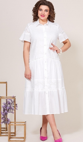 LIA9755 Balta kokvilnas kleita