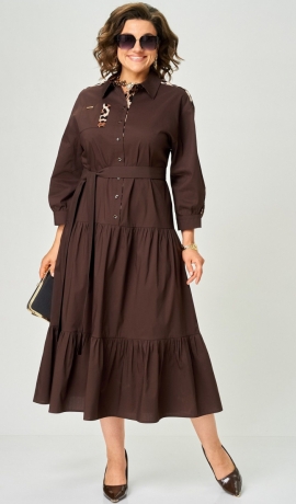 LIA26351 Brūna kokvilnas kleita
