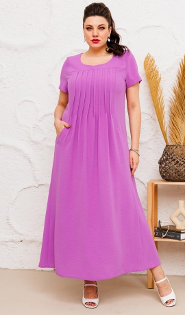 LIA12134 Lillā krāsas kleita ar ielocēm