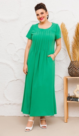 LIA12131 Zaļa kleita ar ielocēm