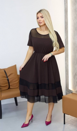 LIA27070 Eleganta divu audumu kleita