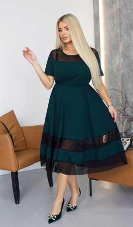 LIA27071 Eleganta divu audumu kleita