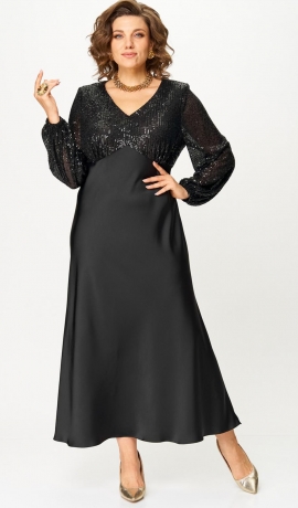 LIA21458 Melna kleita ar fliteriem