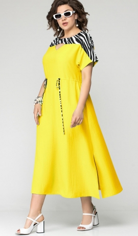LIA9661 Dzeltena kokvilnas kleita
