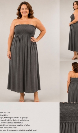 3-3643 Tumši pelēka maxi kleita/svārki