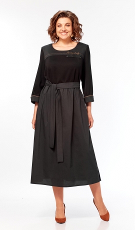 LIA25116 Melna divu audumu kleita