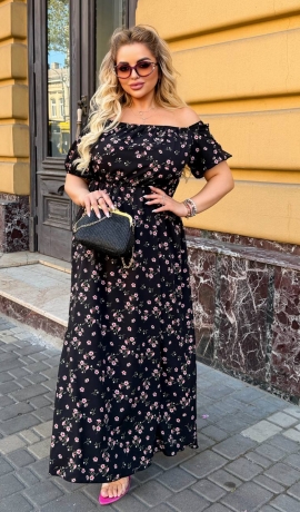 LIA24626 Maxi garuma kleita ar rakstu