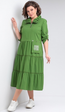 LIA11959 Zaļa kokvilnas kleita