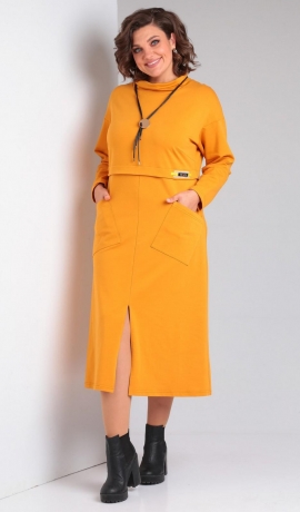 LIA11088 Sinepju krāsas kleita ar kabatām