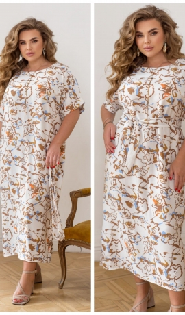 LIA24167 Raiba raksta linu kleita
