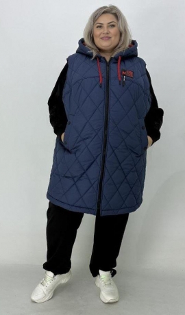 LIA18600 Tumši zila veste ar kapuci 