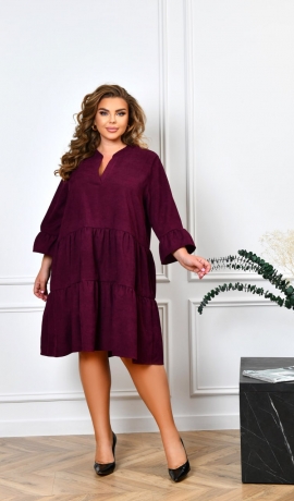 LIA25284 Velveta kleita ar volāniem