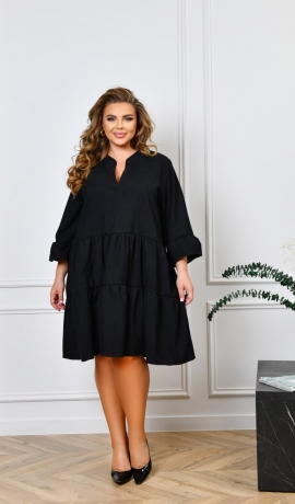 LIA25283 Velveta kleita ar volāniem