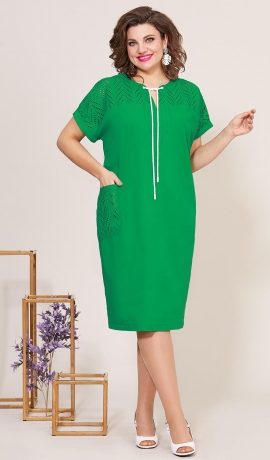 LIA9597 Zaļa kokvilnas kleita 