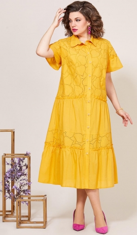 LIA9587 Dzeltena kokvilnas kleita